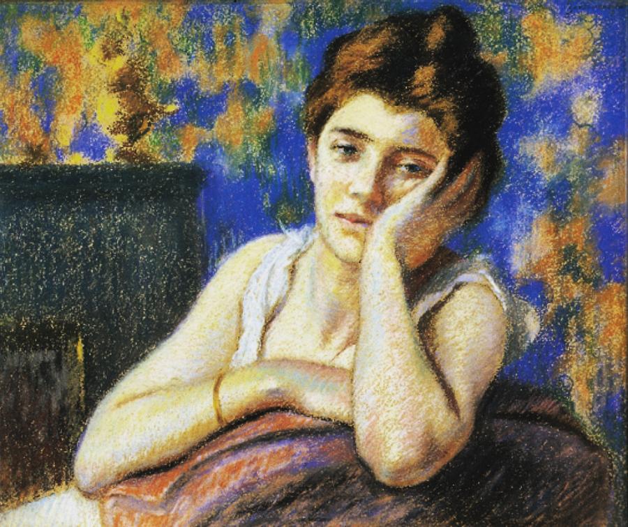 Federico Zandomeneghi : Woman leaning on a chair Federico Zandomeneghi : Woman leaning on a chair